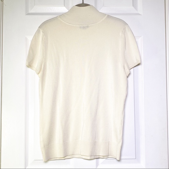 Talbots Cream Rayon Mock Neck Short Sleeve Blouse Top Size Large - Picture 8 of 8